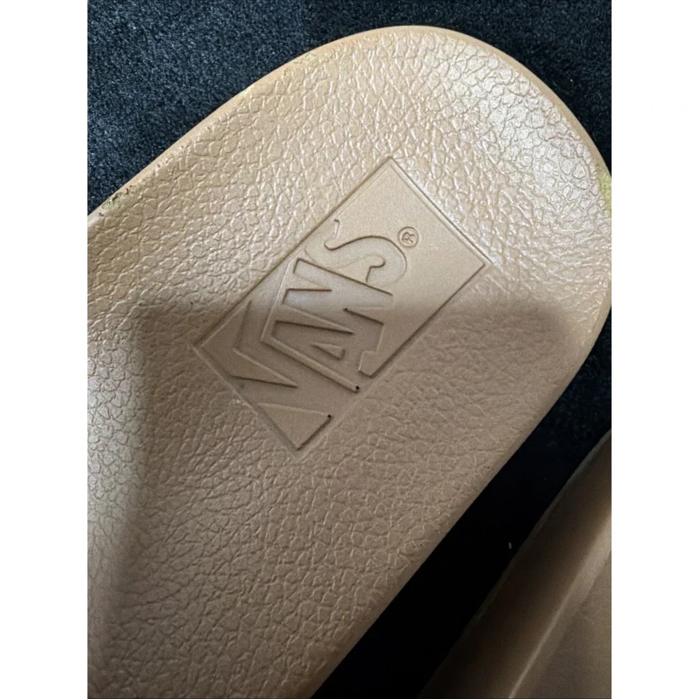 NEW Vans Decon Tan Leather Slides Women's 7 Boho Coastal